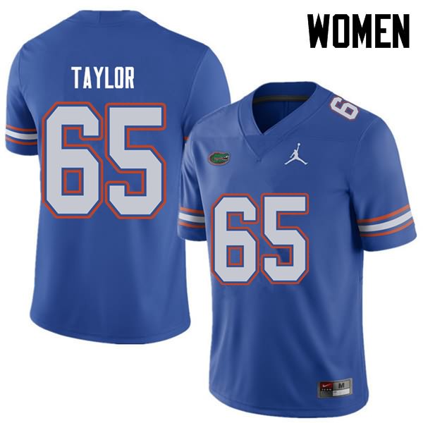 Women's NCAA Florida Gators Jawaan Taylor #65 Stitched Authentic Jordan Brand Royal College Football Jersey ULR0765WW